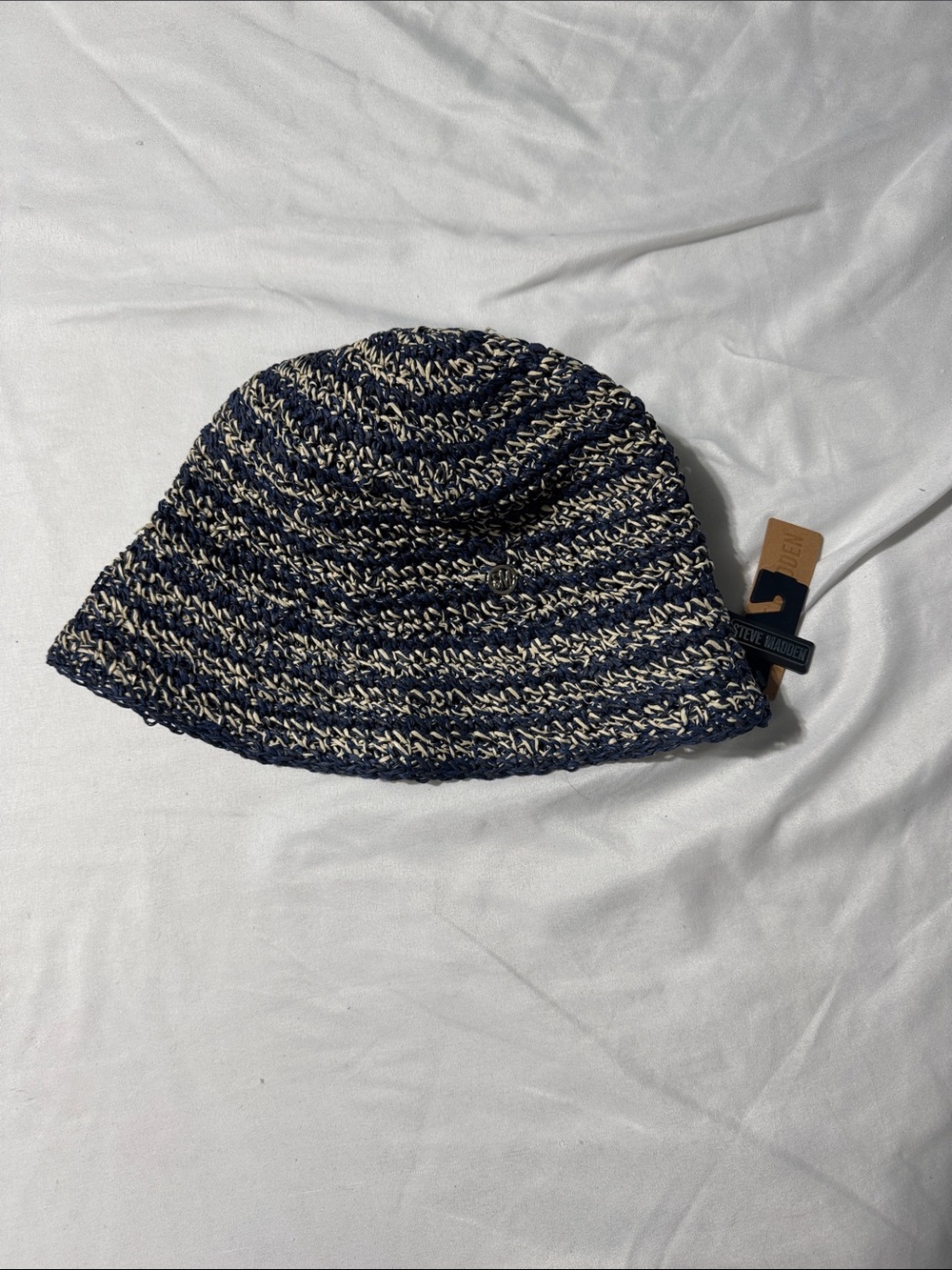 Steve Madden SMA-3349 Denim Woven Bucket Hat One Size NWT Coastal Resort Vacay
